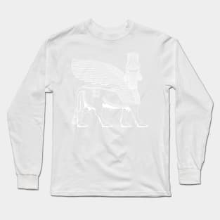 Lamassu Winged Bull Front White Long Sleeve T-Shirt